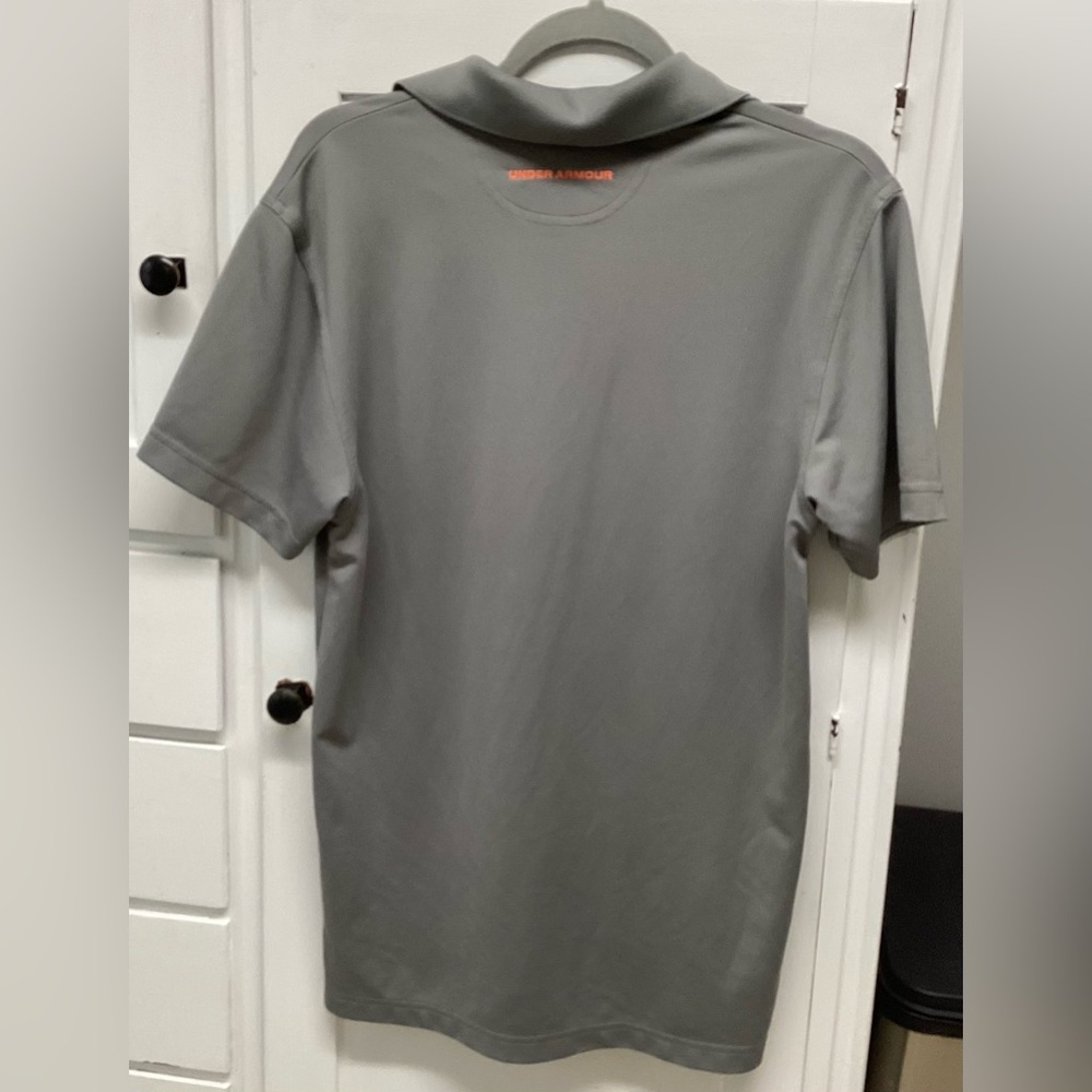 Under Armour Men's Heat Gear Polo Shirt in Gray with Orange Logo S - Picture 6 of 6